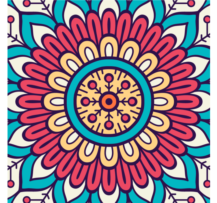 コースターテクスチャ効果円形花柄 - TENSTICKERS