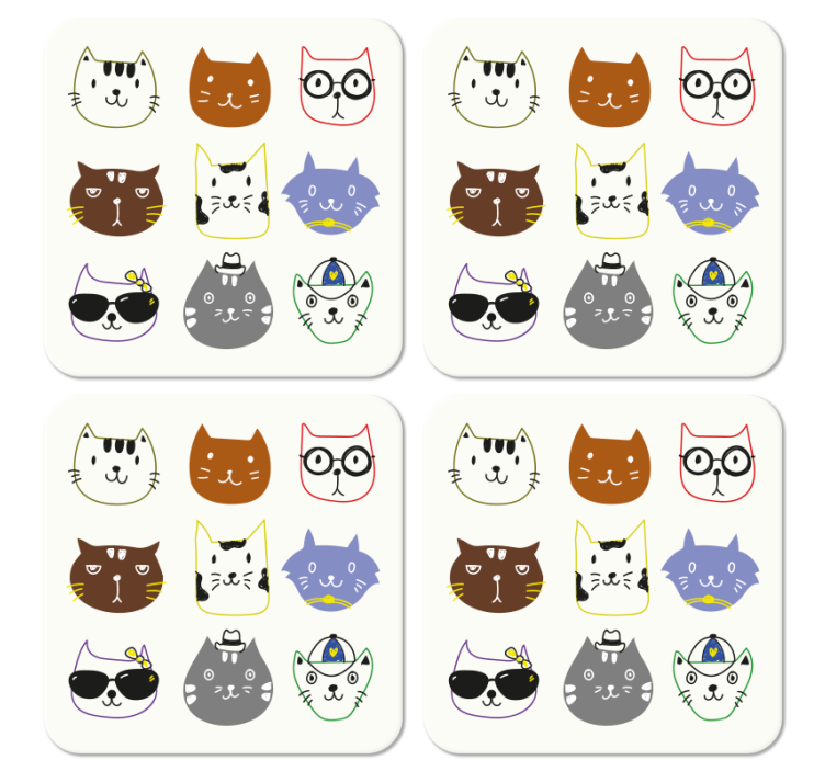 かわいいカラフルな面白い猫オタクコースター - TENSTICKERS