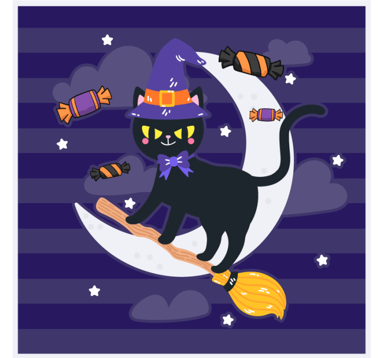 ハロウィンコースター魔女の猫とほうき - TENSTICKERS