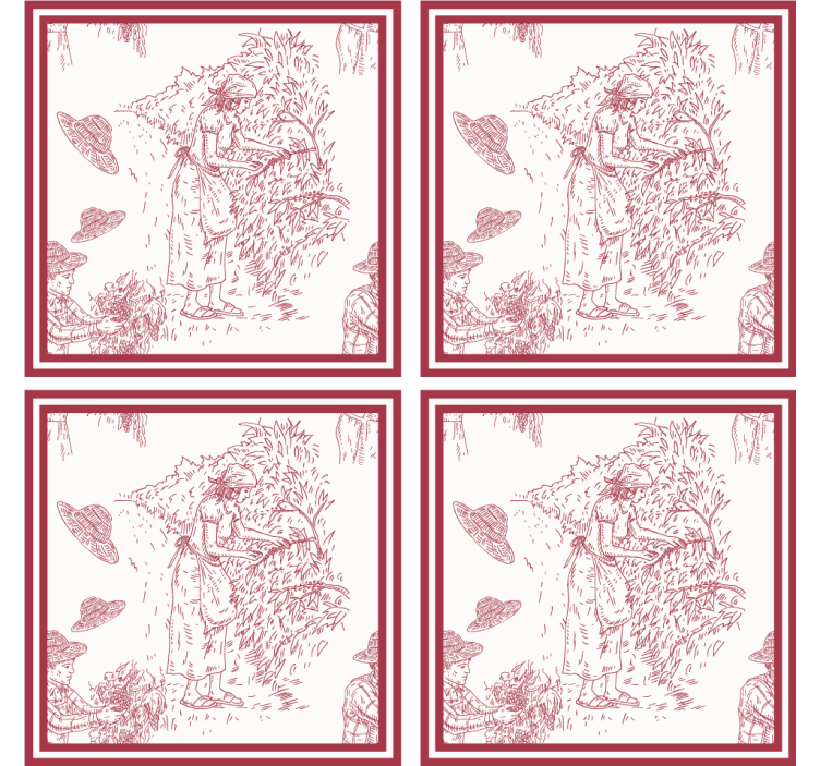 ビンテージ コースター 田舎の風景イラスト - TENSTICKERS