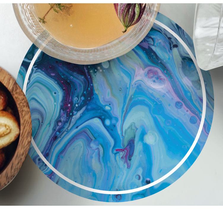 抽象的な青い絵画現代コースター - TENSTICKERS