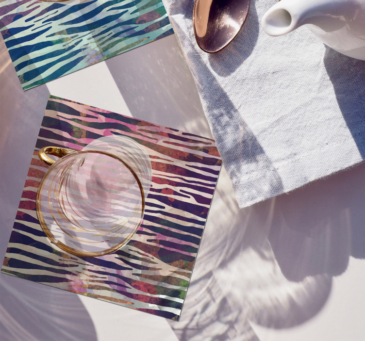 抽象的なゼブラテクスチャゼブラコースター - TENSTICKERS