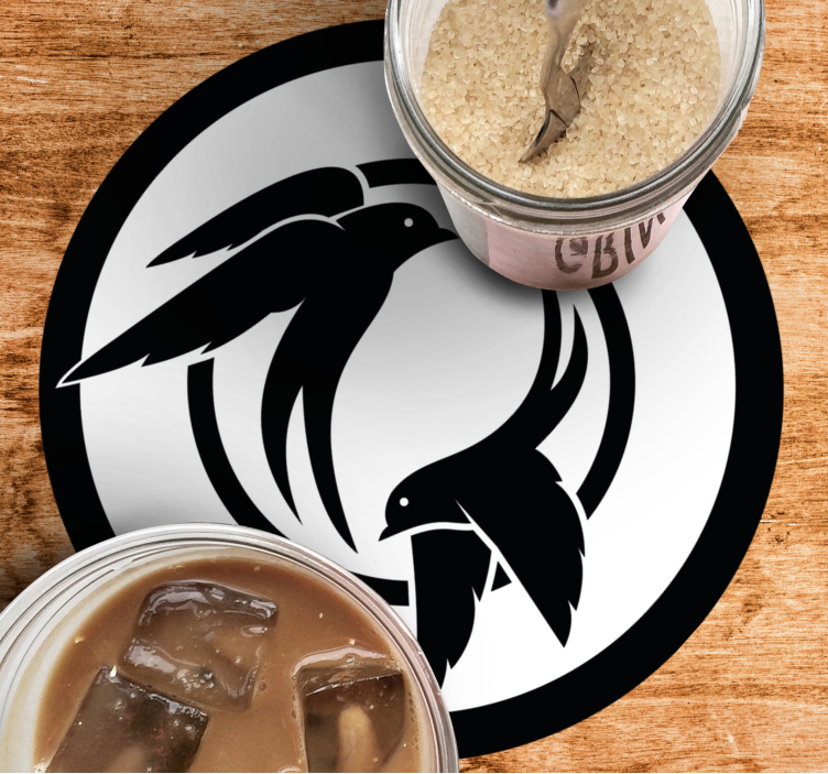 黒と白のツバメ鳥現代コースター - TENSTICKERS