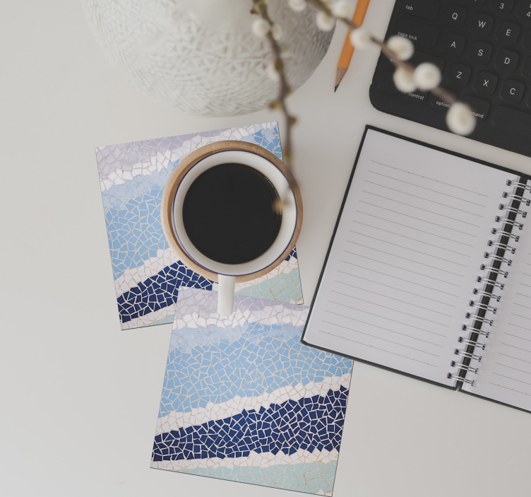 青いモザイクタイルタイルコースター - TENSTICKERS