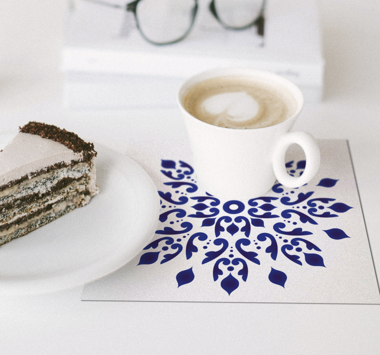 青い丸いクラシックタイルコースター - TENSTICKERS