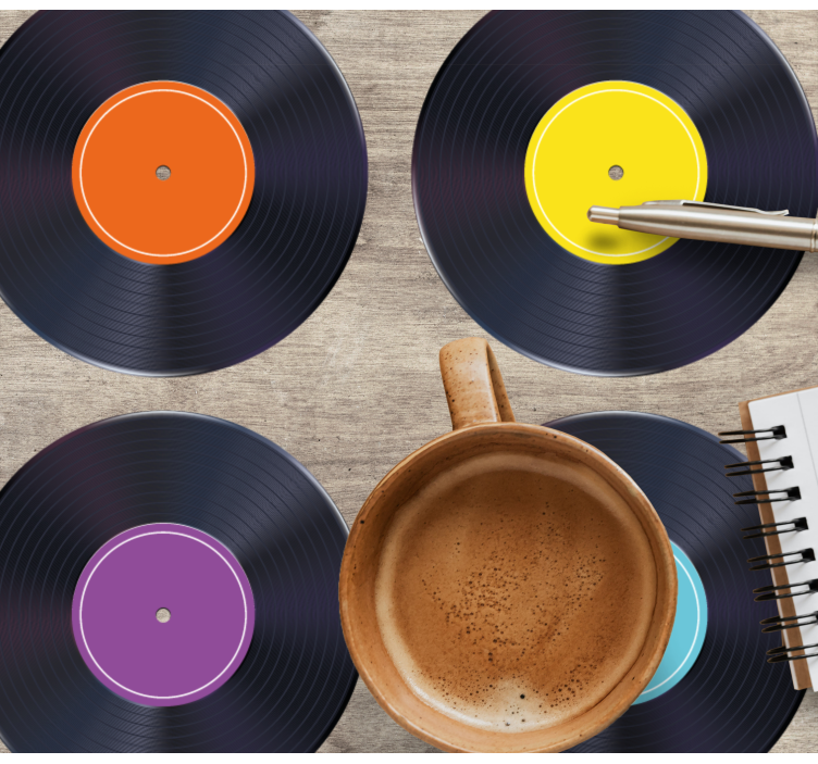 カラフル lp レコード モダン コースター - TENSTICKERS
