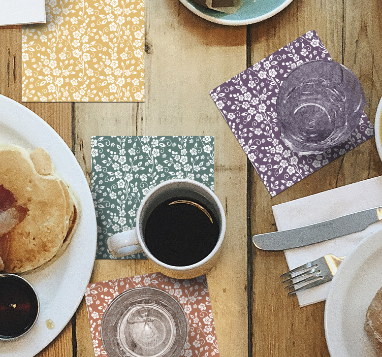 エレガントな花柄コースター - TENSTICKERS