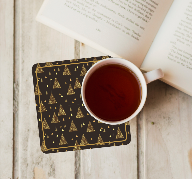 エレガントな黄金のクリスマスツリーコースター - TENSTICKERS