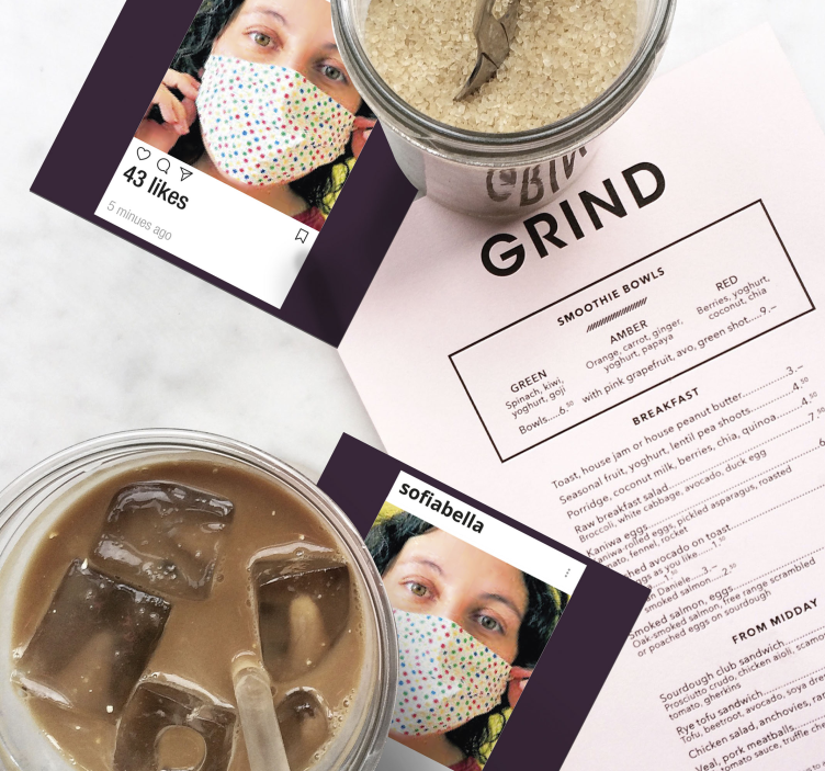 写真とテキストのカスタムコースターを含むinstagram - TENSTICKERS