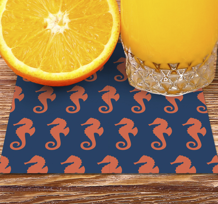 オレンジ色のタツノオトシゴパターン海洋生物コースター - TENSTICKERS