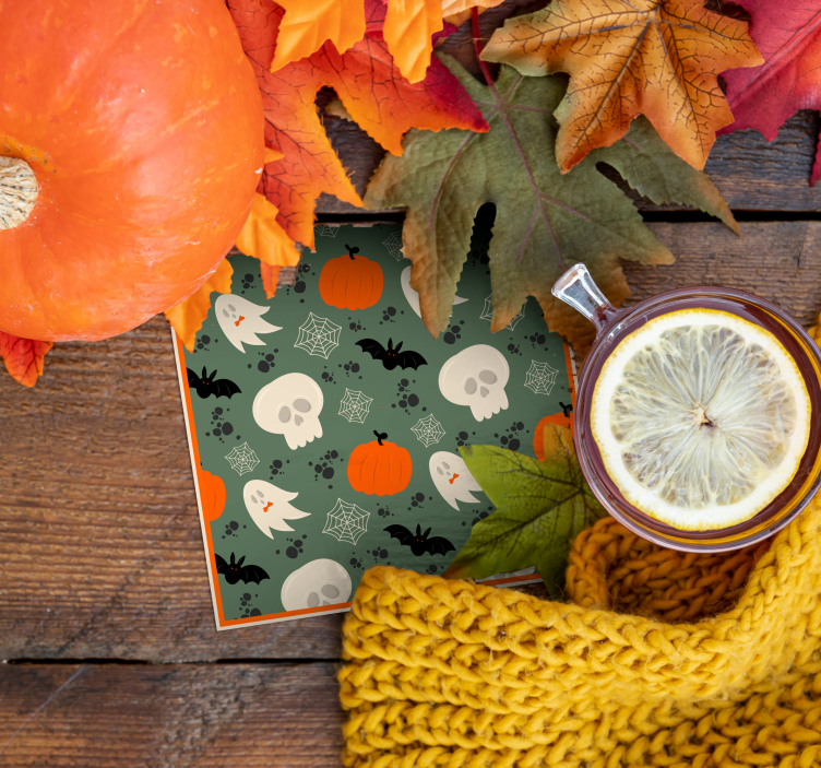 カボチャ、幽霊、クモのハロウィーンコースター - TENSTICKERS