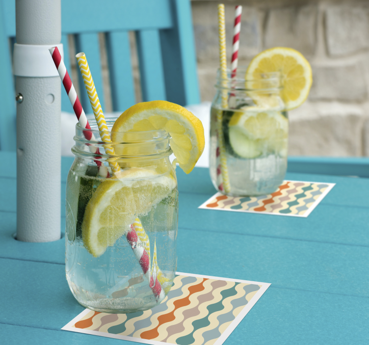 ビンテージ コースター 波状の多色模様 - TENSTICKERS