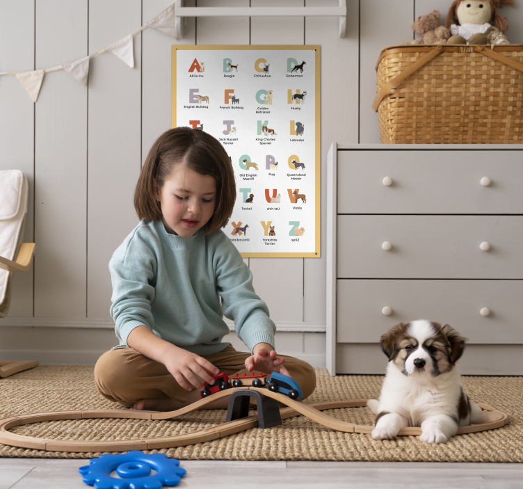 犬 ポスター 犬の品種アルファベット - TENSTICKERS