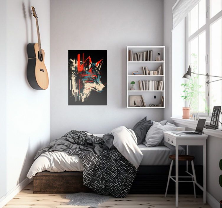 壁の抽象的なオオカミ アート ポスター - TENSTICKERS