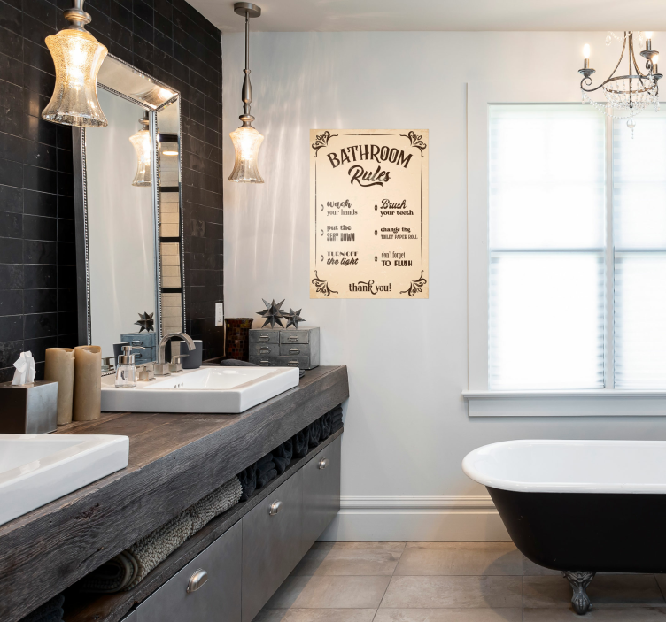 バスルームのルール ビンテージ ポスター - TENSTICKERS