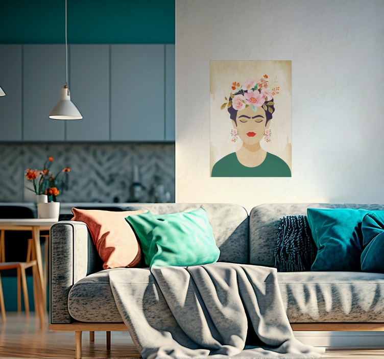 アート ポスター 女性が花を持っている - TENSTICKERS