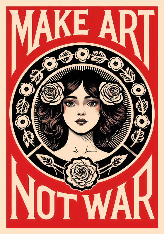アート ポスター make art not war - TENSTICKERS
