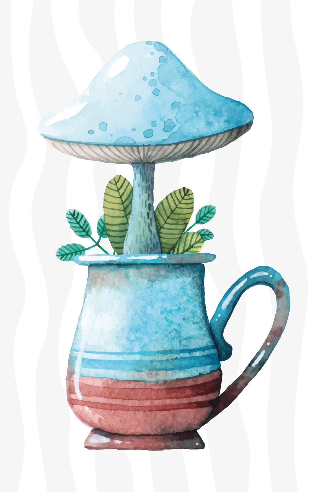 ポスター 厨房 カップのかわいいキノコデザイン - TENSTICKERS