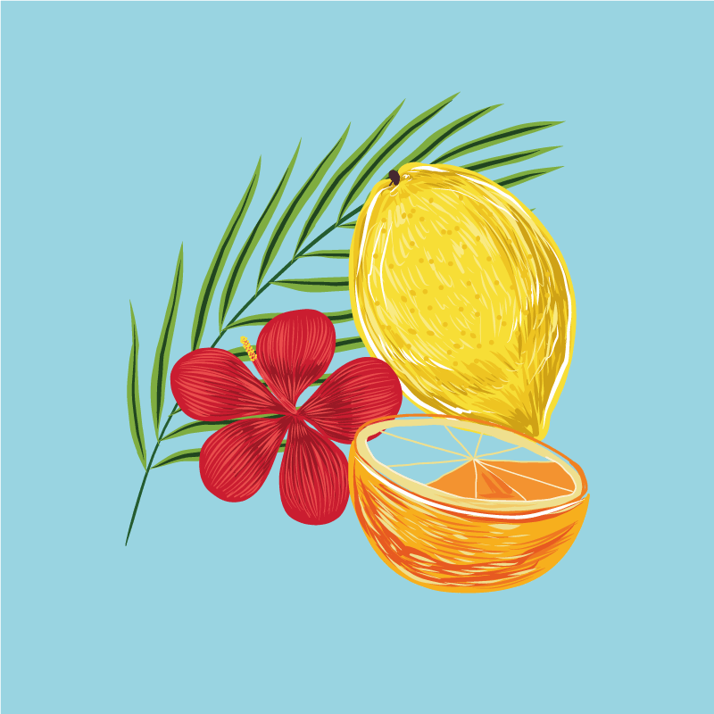 ポスター 厨房 パステルレモンフルーツデザイン - TENSTICKERS