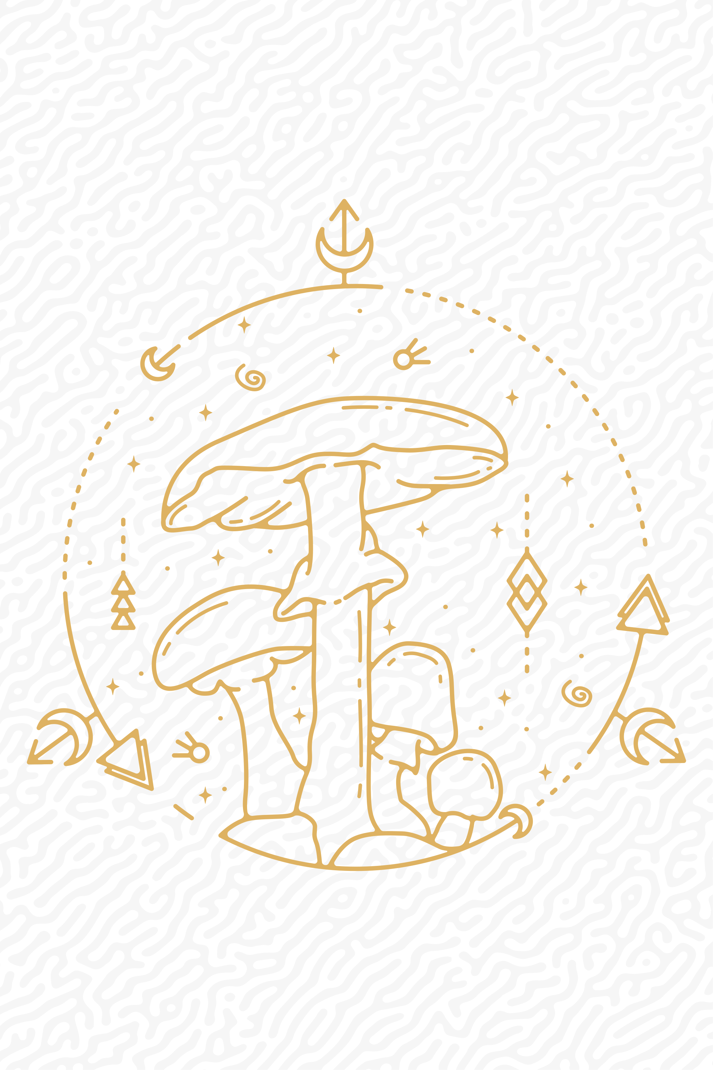 ポスター 厨房 幾何学的キノコモノラインデザイン - TENSTICKERS