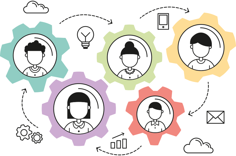 ポスター オフィス チームワークエンジン - TENSTICKERS