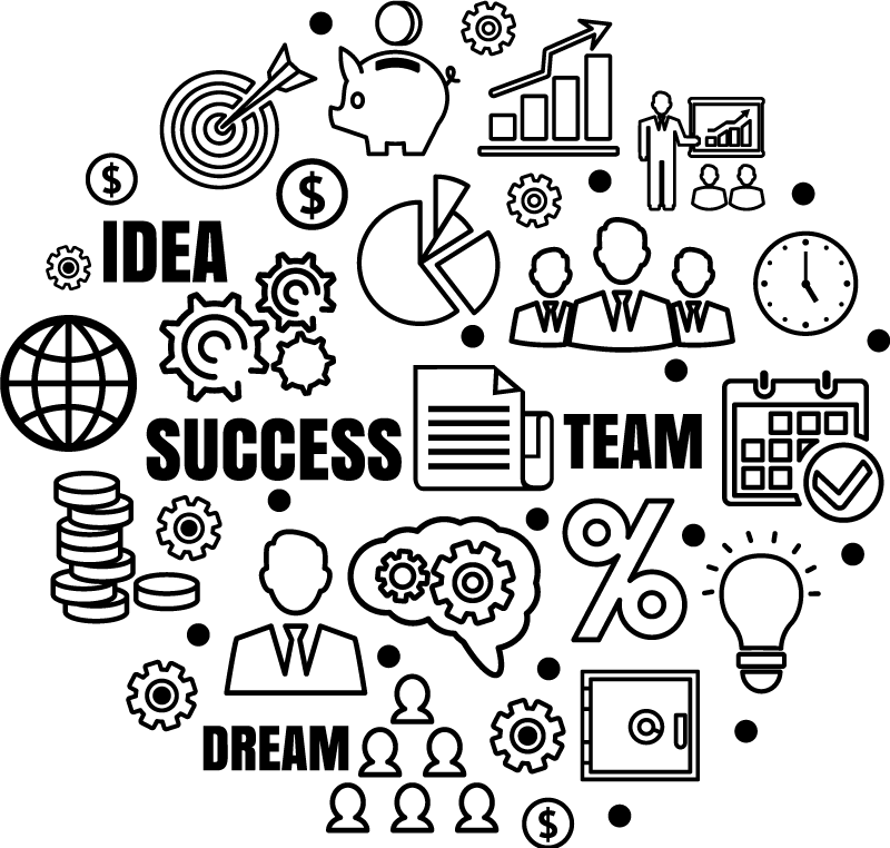 ポスター オフィス ビジネスアイデオグラム - TENSTICKERS