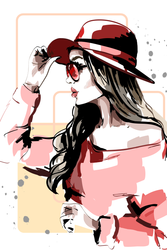 ポスター リビングルーム 帽子をかぶった女性たち - TENSTICKERS