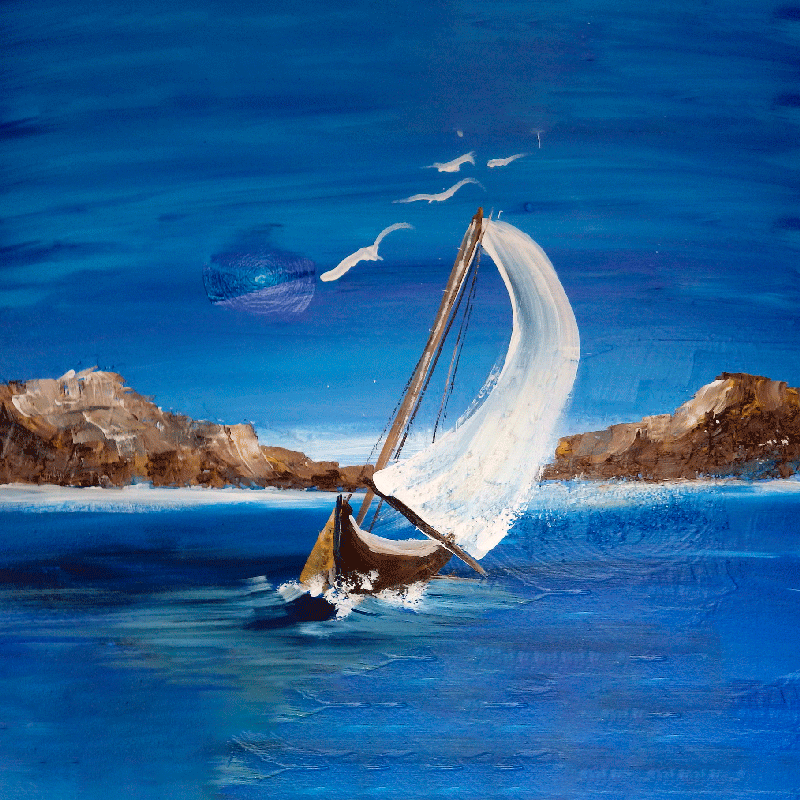 ポスター リビングルーム キャンバス セイルボート - TENSTICKERS