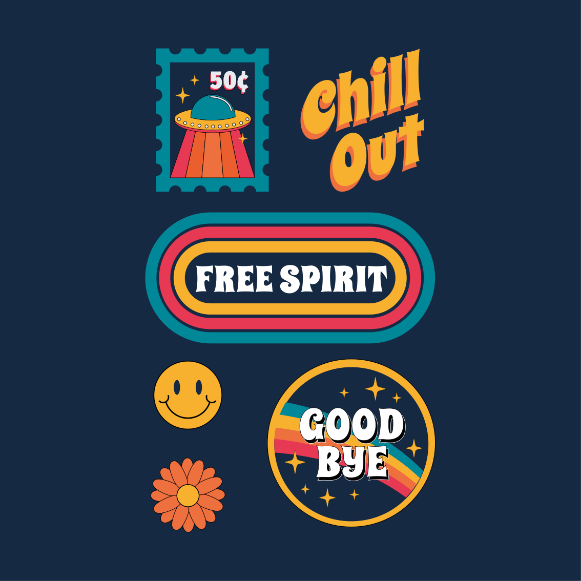 ポスター リビングルーム 70年代の楽しさとリラックス - TENSTICKERS