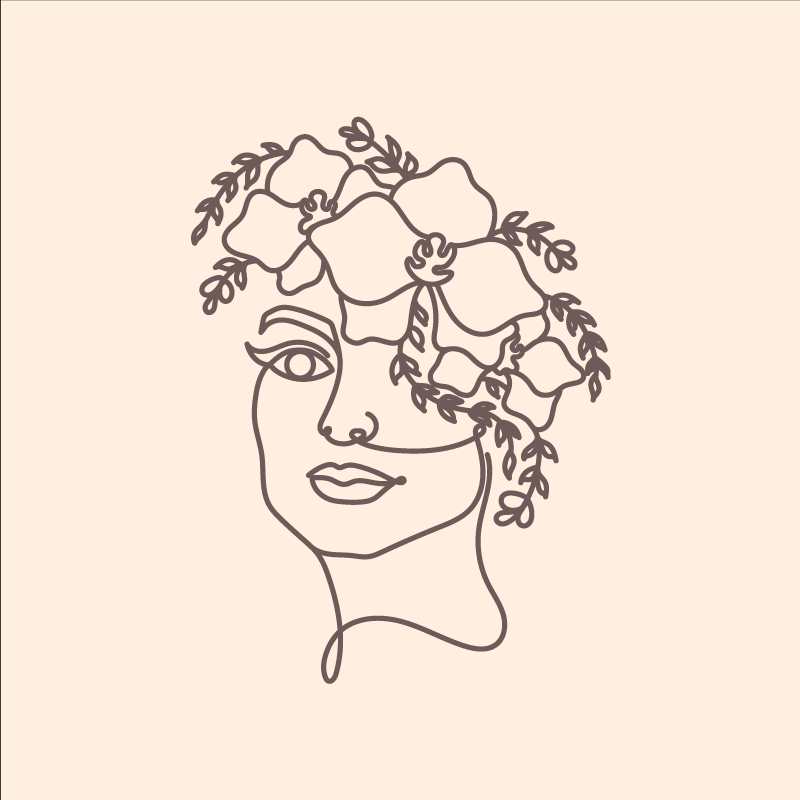 ポスター リビングルーム シルエット ミニマリスト かわいい 女性 花柄 - TENSTICKERS