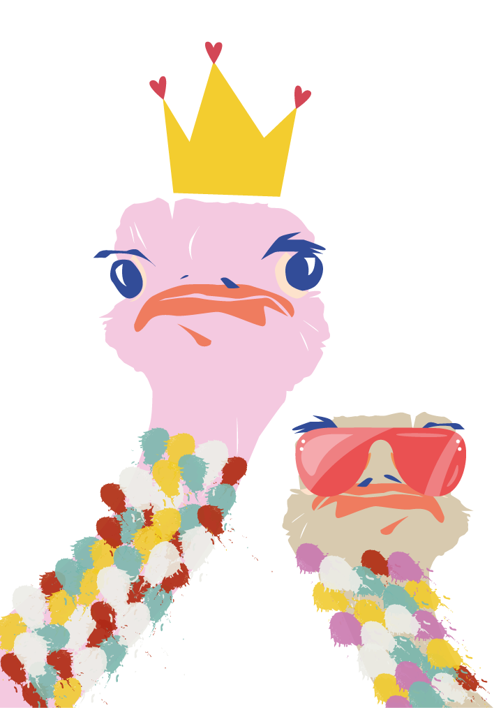 ポスター リビングルーム カラフルなダチョウのアートスタイル - TENSTICKERS