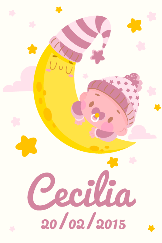 ポスター 苗床 名前と誕生日の赤ちゃん - TENSTICKERS