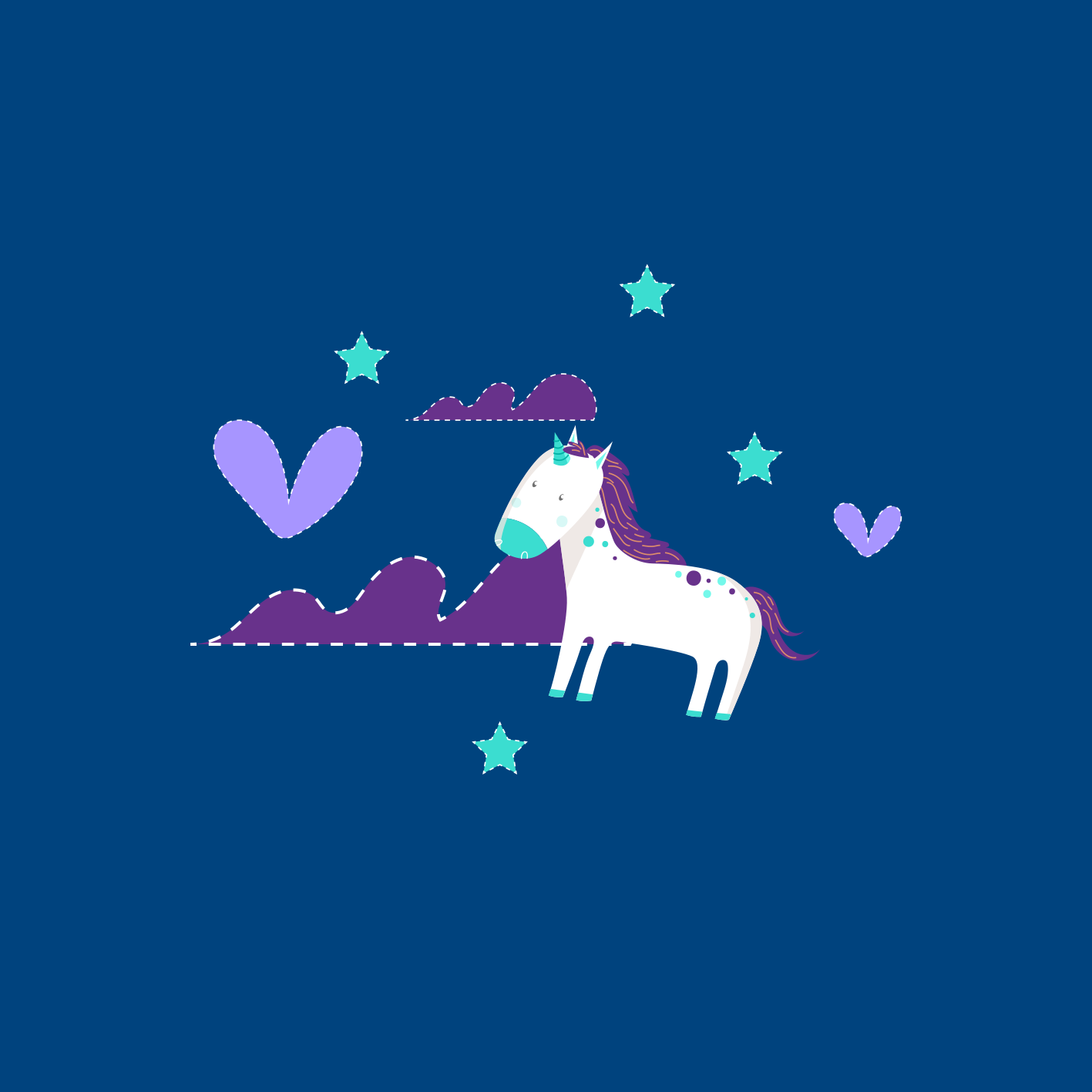 ポスター 苗床 かわいいユニコーンと雲と星 - TENSTICKERS
