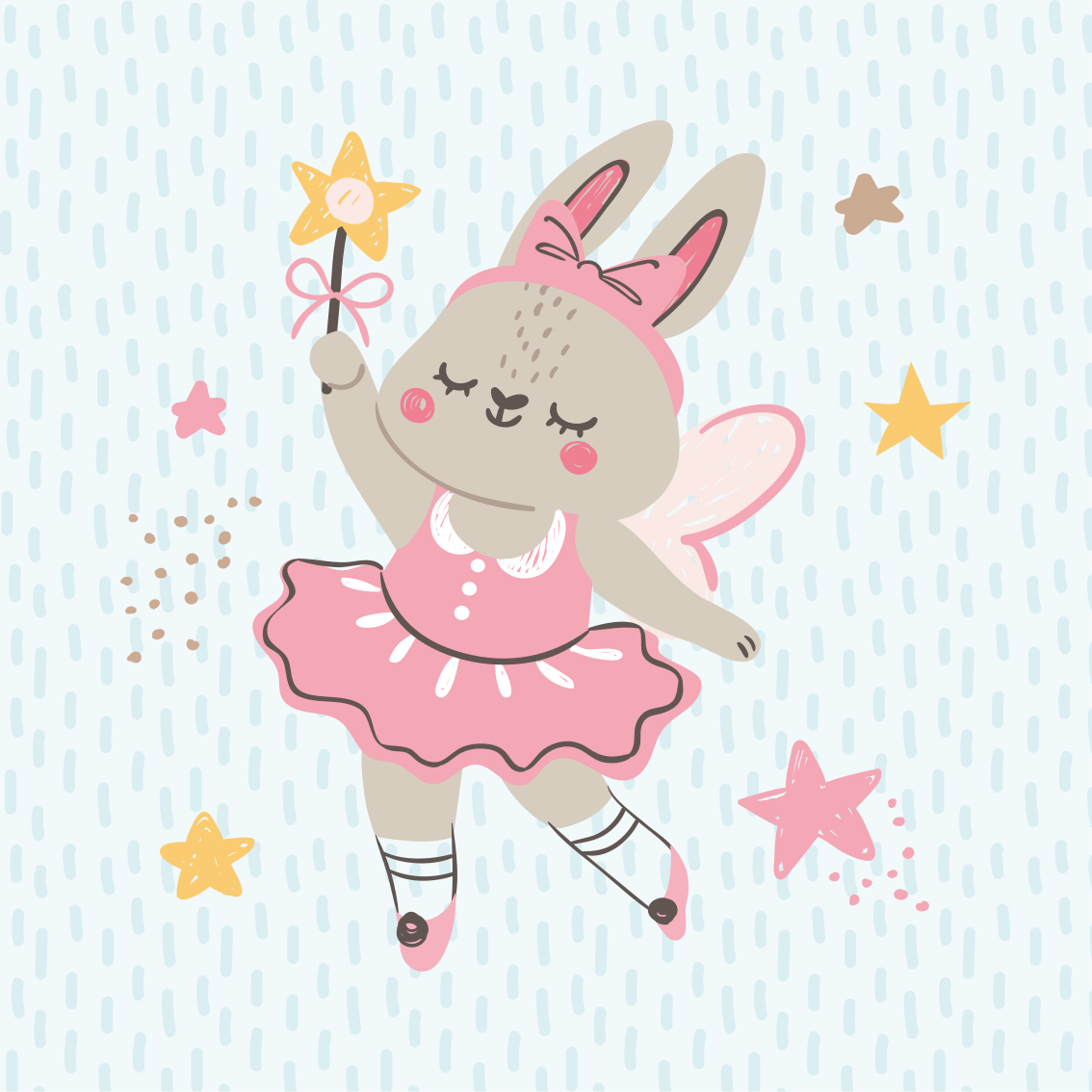 ポスター 苗床 星とウサギの妖精のイラスト - TENSTICKERS