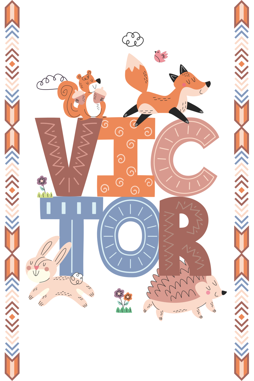 ポスター 苗床 名前入りの森の動物たち - TENSTICKERS