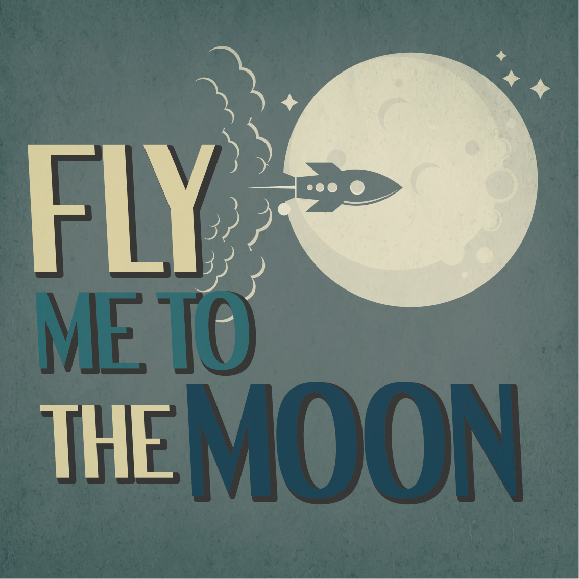 ポスター ユースルーム ロケットの旅 月 - TENSTICKERS