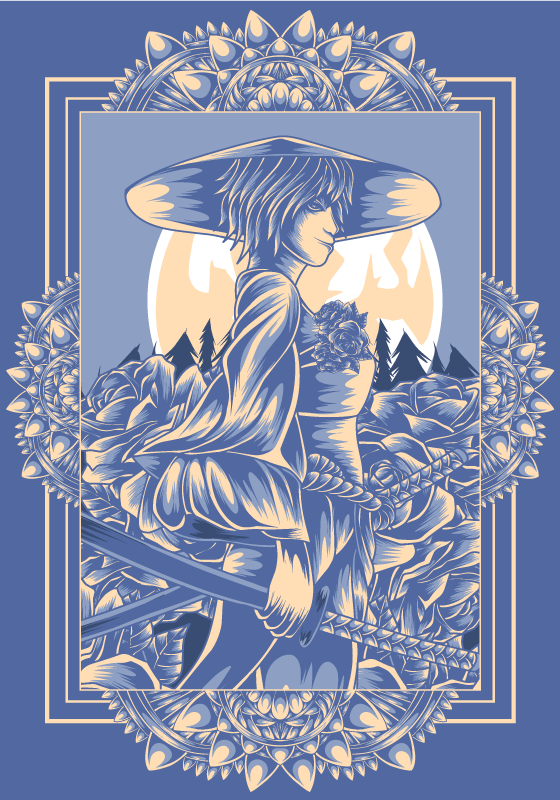 侍アニメポスタープリント - TENSTICKERS