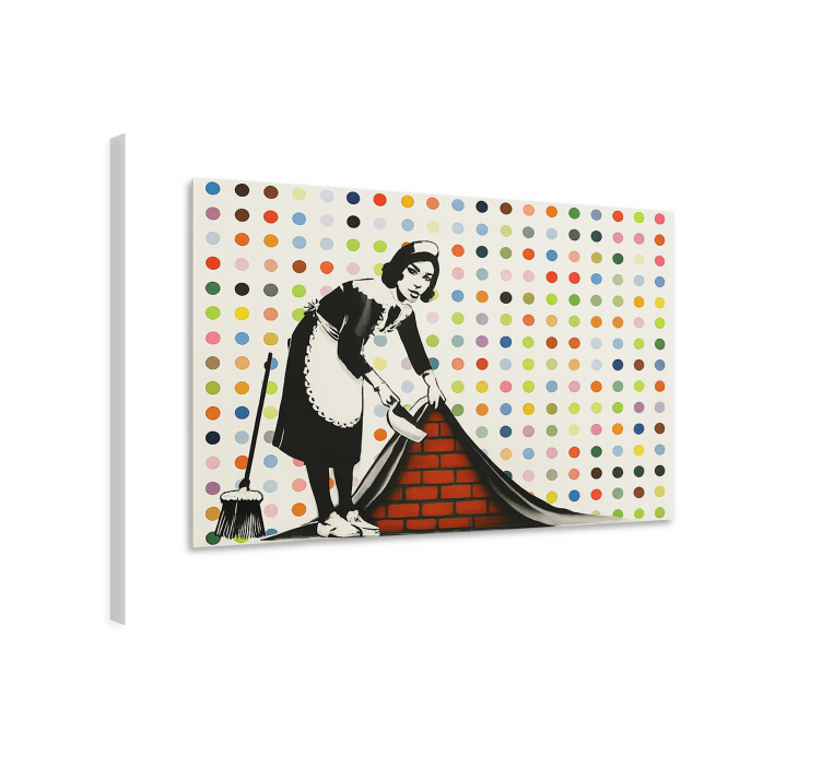 キャンバス 美術 カーペットの下を掃除するカラフルな - TENSTICKERS