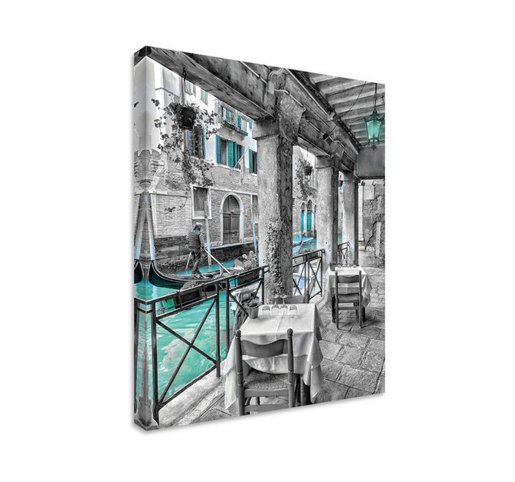 ボートに乗っている男ヴェネツィア市のキャンバスプリント - TENSTICKERS