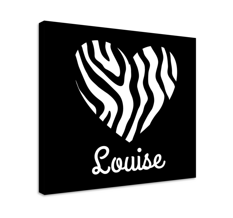 パーソナライズされたハートゼブラキャンバス - TENSTICKERS