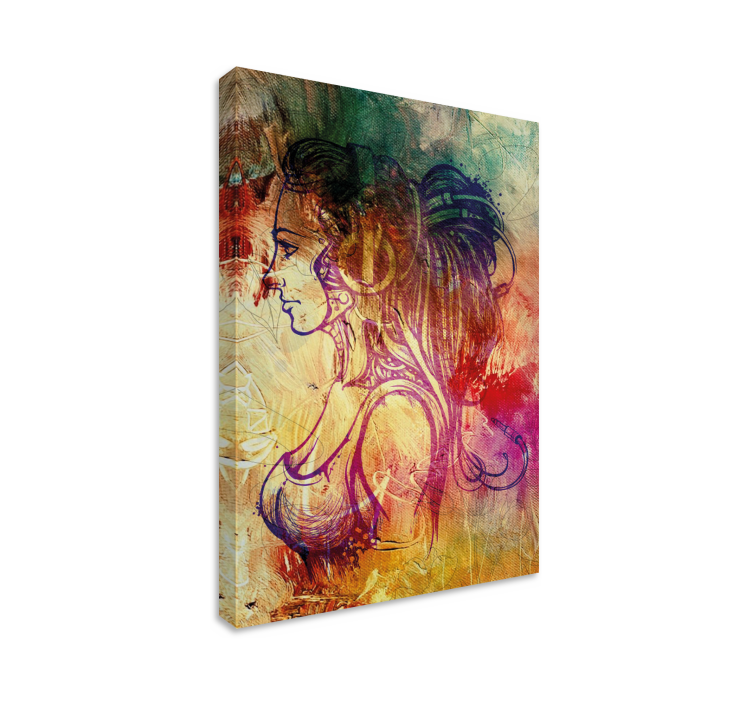 キャンバス 人とキャラクター エレガントなプロフィールシルエット - TENSTICKERS