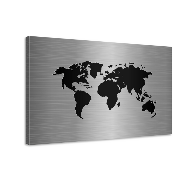 キャンバス 世界地図 ブラックワールドマップ - TENSTICKERS