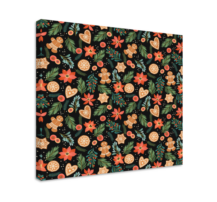 キャンバス 動物 ジンジャーブレッドホリデーパターン - TENSTICKERS