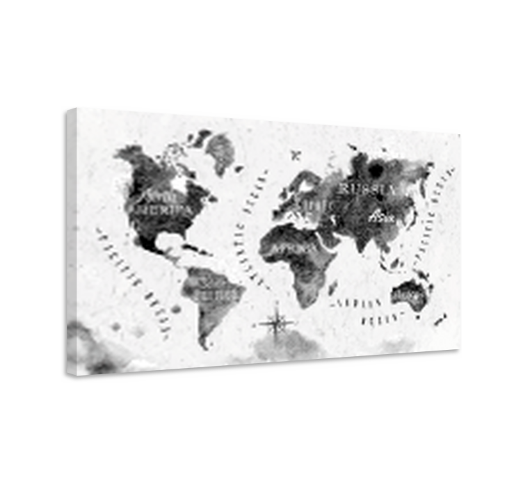 キャンバス 世界地図 モノクローム世界地図 - TENSTICKERS