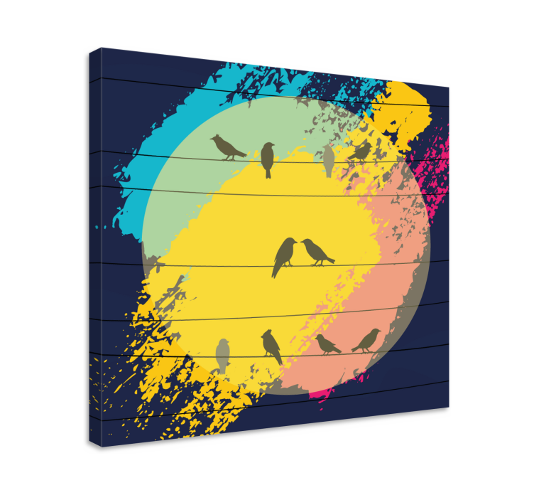 キャンバス 鳥 レトロサークルシルエット - TENSTICKERS