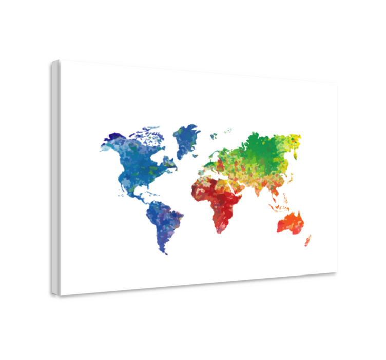 キャンバス 世界地図 カラフルな世界地図 - TENSTICKERS