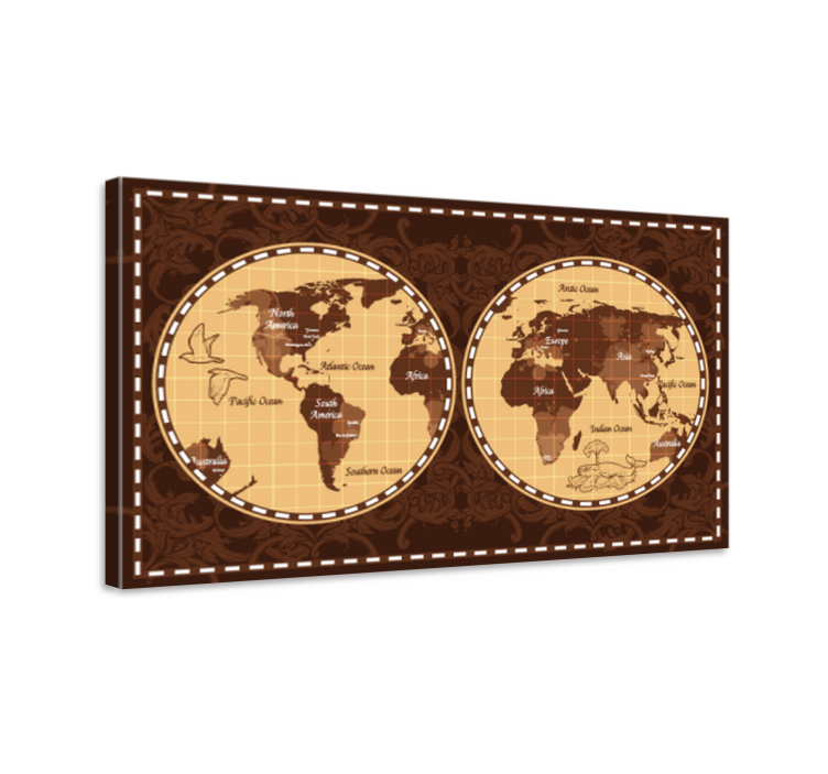キャンバス 世界地図 レトログローバルアトラス - TENSTICKERS