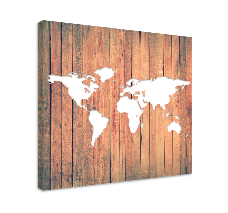 キャンバス 世界地図 木製の世界地図 - TENSTICKERS