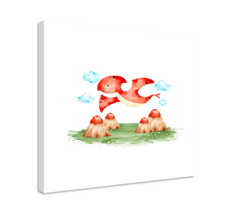キャンバス 恐竜 飛ぶ赤い生き物 - TENSTICKERS