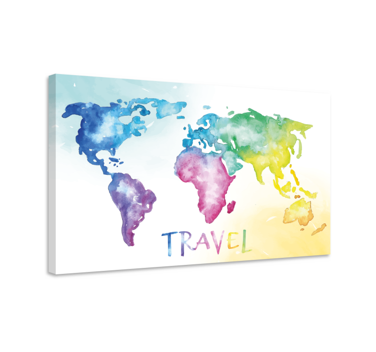 キャンバス 世界地図 旅行の地図 - TENSTICKERS